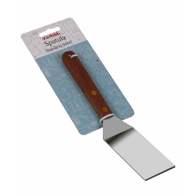 20.5CM ESPATULA DE ACERO CON MANGO  MADERA