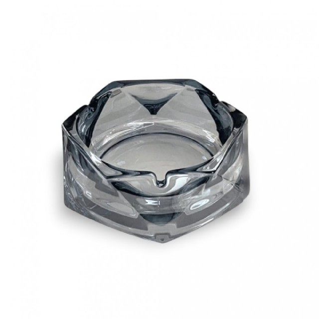 CENICERO DE VIDRIO CONICO CON TRIANGULOS GRIS