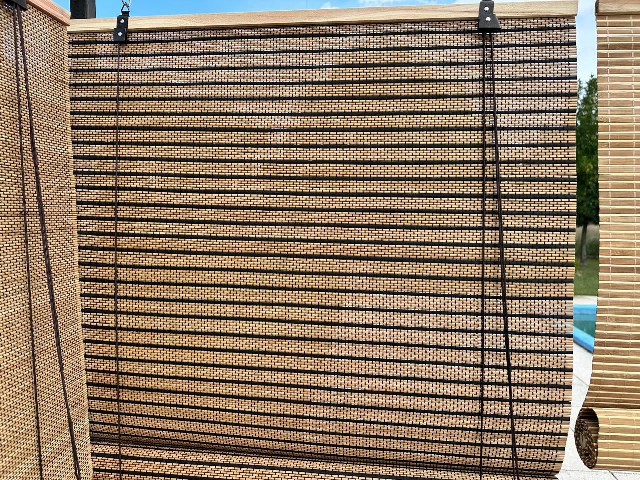180 X 200 CORTINA DE BAMBU MARRON/NEGRO