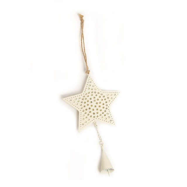 COLGANTE METAL ESTRELLA BEIGE / BLANCO