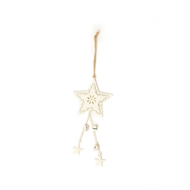 COLGANTE ESTRELLA BEIGE / BLANCO