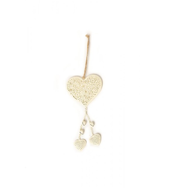 COLGANTE CORAZON BEIGE / BLANCO
