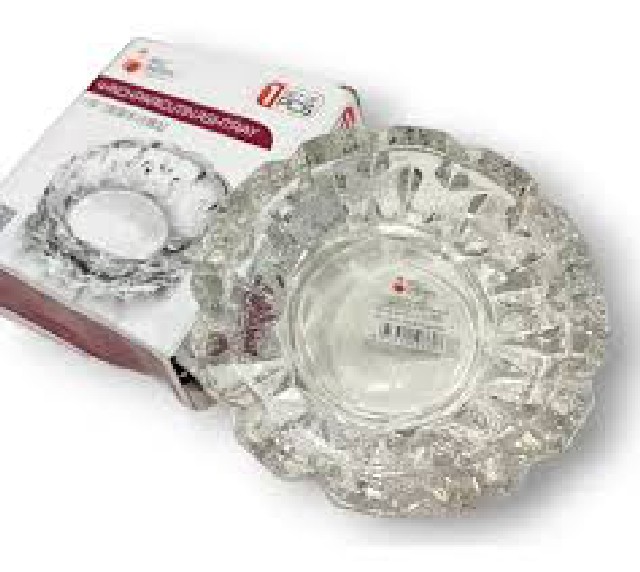 12CM CENICERO VIDRIO LABRADO REDONDO